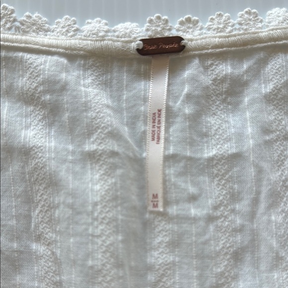 Free People Sarafina White with Black Embroidery Top - size Medium - Picture 2 of 7